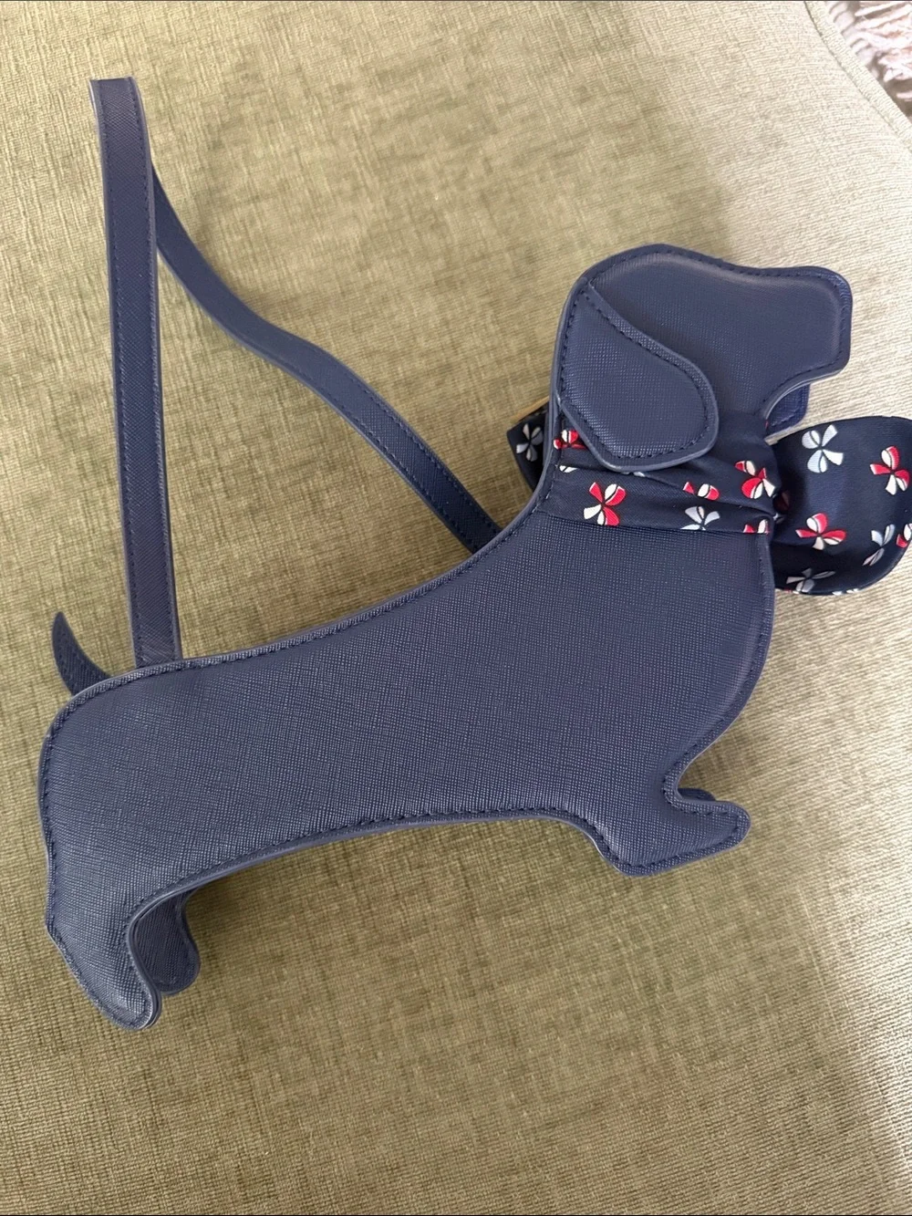 Janie and Jack Navy Blue Dachshund Crossbody Bag with Bow